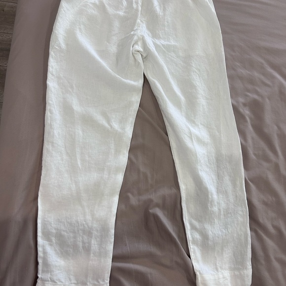 ENZA COSTA • White Women Elastic Drawstring Linen Pants•L/32 waist w/ Stretch • - Picture 10 of 11
